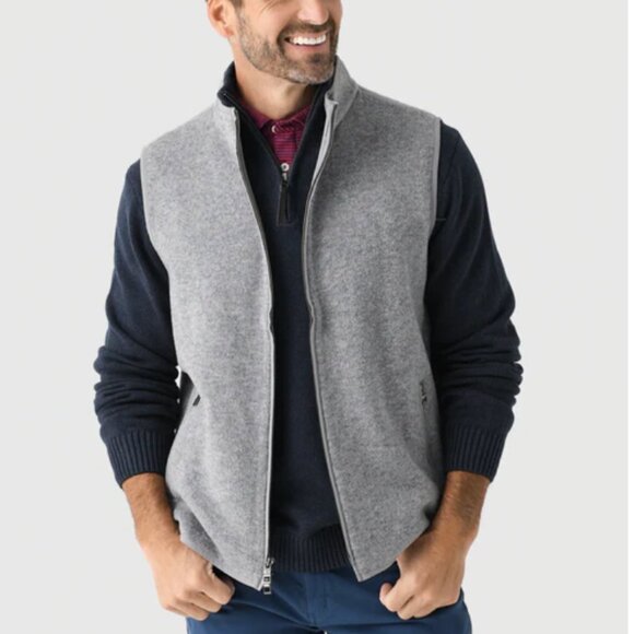 Peter Millar Crown Flex Fleece Wool Vest M British Grey NWT $495 - Picture 1 of 5